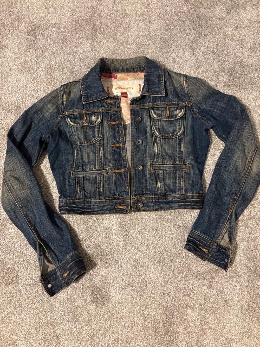 Dark Blue Denim Cropped Jacket